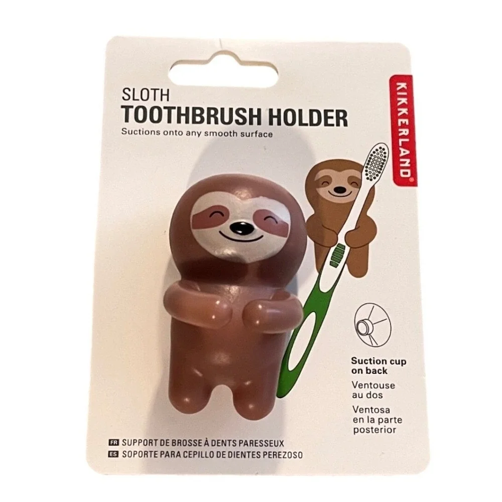 Kikkerland Sloth Toothbrush Holder Brown Animal Suction Cup XHH57KH-2 New